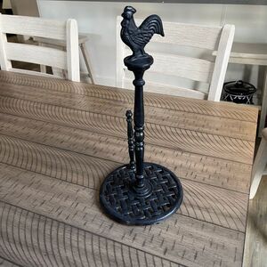 Black cast iron Rooster paper towel holder heavy farmhouse country style decor